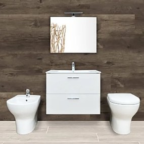 Composizione Bagno Completa Mobile Mia Sospeso 80 Cm Sanitari Filomuro Zentrum E Rubinetteria Solid Vitra Bianco