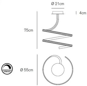 Ribbon sospensione 48w 2900lm 3000k ip20 dim