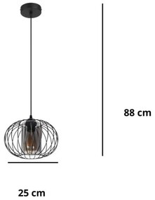 Lampadario a sospensione con filo CORRINI 1xE27/60W/230V diametro 25 cm nero/grigio