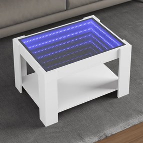 Tavolino Salotto Con Led Bianco 73x53x45 Cm Legno Multistrato /
