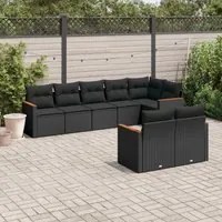 Set Divani da Giardino con Cuscini 8 pz Nero in Polyrattan 3226146