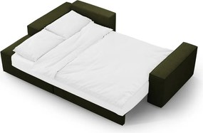 Divano letto angolare verde scuro in tessuto bouclé (angolo sinistro) Jodie - Micadoni Home