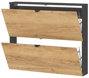 Scarpiera color antracite/di colore naturale con effetto rovere con ante ribaltabili/da parete 100x85x19 cm Renell – Germania