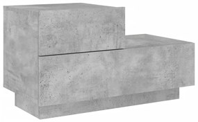 Comodino con luci led grigio cemento 70x36x40,5 cm