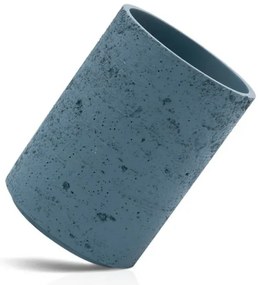Set accessori bagno dispenser e portaspazzolini turchese cobalto resina effetto pietra Matera