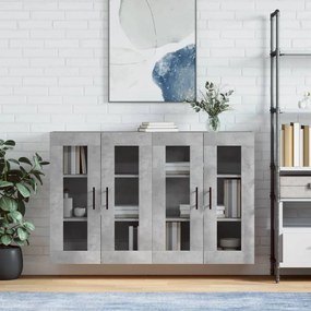 Armadietti A Parete 2 Pz Grigio Cemento İn Legno Multistrato /