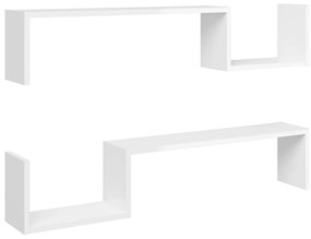 Mensole a muro 2 pz bianco lucido 100x15x20cm legno multistrato