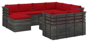 Set Divani da Giardino Pallet 10 pz con Cuscini Massello Pino