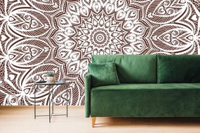 Carta da parati – Mandala dell'armonia su sfondo marrone
