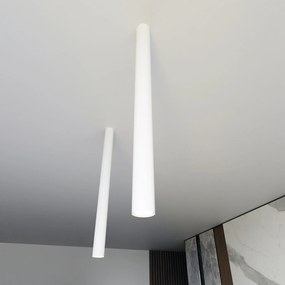 Plafoniera Moderna Faretto Marduk 1 Luce Acciaio Bianco 80 Cm