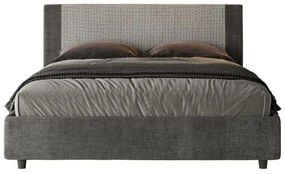 Letto matrimoniale contenitore imbottito 160x210 tessuto Labirinto 2 grigio Rosal