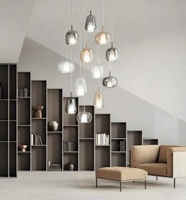 Ondaluce - Lampadario sospeso su cavo THELMA 3xE27/15W/230V Ø 19,5 cm oro/trasparente