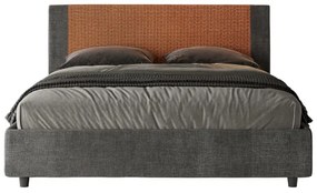 Letto matrimoniale contenitore imbottito 160x210 tessuto Labirinto 4 arancio Rosal
