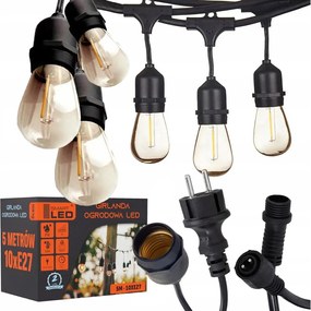 LED catena decorativa da esterno 10xE27/1W/230V 6,44 m IP44 nera