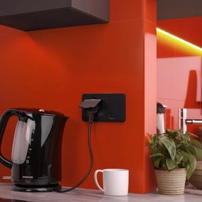 Solight 5B323B - Presa doppia da incasso a pavimento per esterno IP55 nero rettangolare