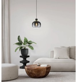 Lampadario Glamour Oilella grigio paralume nero E27 Ø19cm EGLO