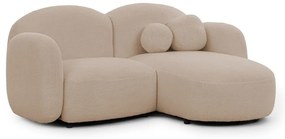 Divano angolare marrone chiaro (con penisola a destra/con chaise lounge) con rivestimento in bouclé Orbit – Ropez