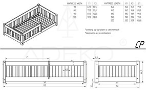 Letto da bambini estraibile di colore naturale con contenitore con rete inclusa 120x200 cm CP – Adeko