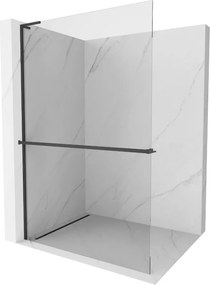 Mexen Kioto+ L parete doccia con mensola Walk-in 115 x 200 cm, trasparente, nero - 800-115-123-70-00