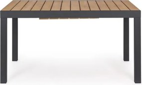 Tavolo Allungabile Per Esterno In Alluminio 90x140-200 Cm Con Doghe Di Legno Elias Antracite Bizzotto