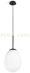 Drop sospensione 1 luce vetro opalino finitura nera attacco e27 ve...