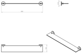 Cosmic duo round 2620145 mensola bagno 60 cm portaoggetti in vetro con supporti cromo