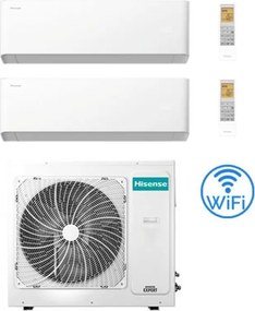 Climatizzatore Condizionatore Hisense Uni HB Wifi R32 Dual Split Inverter 12000 + 12000 BTU con U.E. 3AMW72U4RJC Classe A++/A+