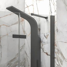 Porta doccia battente 130 cm nera con fisso | KT4000N - KAMALU