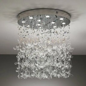 Cascata sospensione, piastra da soffitto in cromo, vetro trasparent...