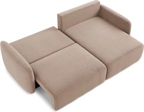 Divano angolare marrone chiaro allungabile/con contenitore (con penisola a destra) Kalena – Makamii