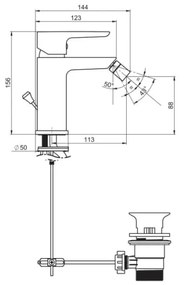 JIKA H3412H10041101 - Rubinetto del bidet PONTA 15,6 cm cromo lucido
