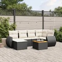 Set Divani da Giardino con Cuscini 7pz Nero Polyrattancod mxl 113591