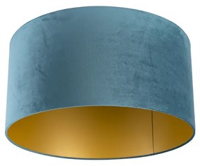 Paralume in velluto blu 50/50/25 con interno dorato