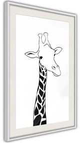 Poster  Black and White Giraffe  Cornice Quadri Cornice d'oro, Larghezza x Altezza Home decor 40x60