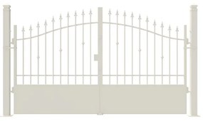Cancello manuale con serratura elettrica Civetta in ferro, apertura centrale, L 308.5, H 150-180 cm, di colore bianco