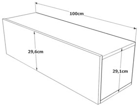 Mobile TV Sospeso 100x32x30 Verde E Rovere Effetto Legno Con Vano Frame