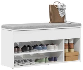 Panca Porta Scarpe Bianco Lucido 102x30,5x45 Cm Truciolato /