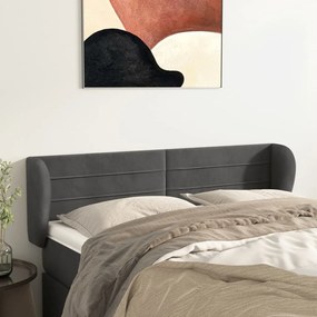 Testiera Ad Orecchio Grigio Scuro 147x23x78/88 Cm İn Velluto /