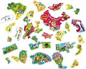 Mappa del mondo - Puzzle magnetico 92 pezzi (versione inglese) - legno