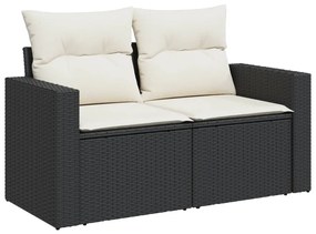 Set divani da giardino 11 pz con cuscini in polyrattan nero