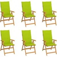 Sedie Giardino 6 pz e Cuscini Verde Brillante Massello di Teak cod mxl 7238