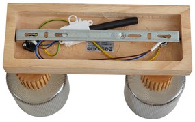 Faretto moderno in legno con vetro fumé 2 luci ruotabile e inclinabile - Gracy