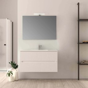 Mobile bagno cannettato bianco opaco 100 cm Riga