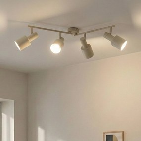 Faretto da soffitto Lindby Ovelia, beige, 80 cm, a 4 luci, E27 Ovelia Lindby, dimmerabile, Crema / Ambra, Corridoio, Metallo, Moderno, Faretto