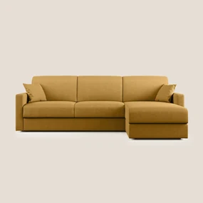Chris Divano letto angolare con penisola in microfibra smacchiabile T11 Giallo 288 cm Destro (mat. 160x197)