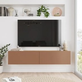 Mobile TV Sospeso 140x32x30 Effetto Legno Rovere E Rosso Frame