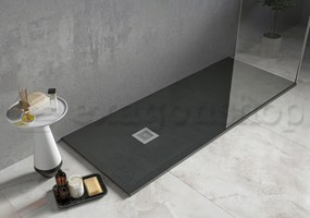 Desio Piatto Doccia 80x120 cm effetto pietra antibatterico da incasso appoggio sopraelevato in Solidstone Antracite