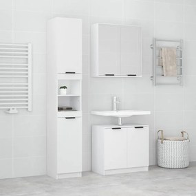 Set Di Mobili Da Bagno 3 Pz Bianco İn Legno Multistrato /