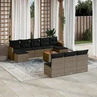 Set Divani da Giardino 11 pz con Cuscini in Polyrattan Grigiocod mxl 112472