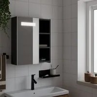 Armadietto Bagno con Specchio e LED Nero 45x13x52 cm 357967